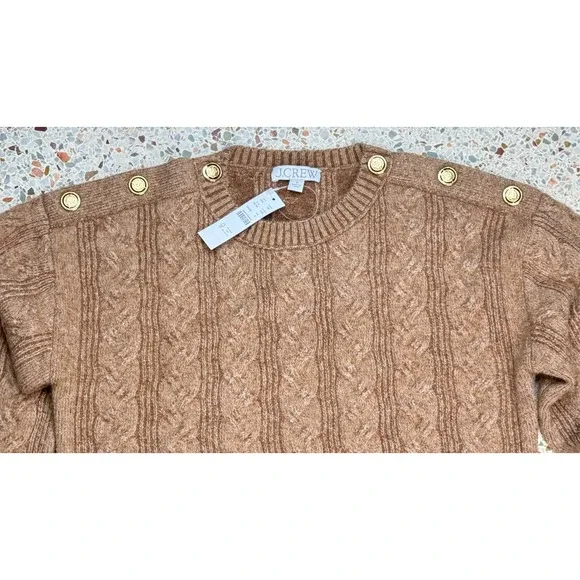 J.Crew Re-Imagined‎ Women's Cable Knit Long Sleeve Sweater With Buttons Size S - Picture 3 of 6